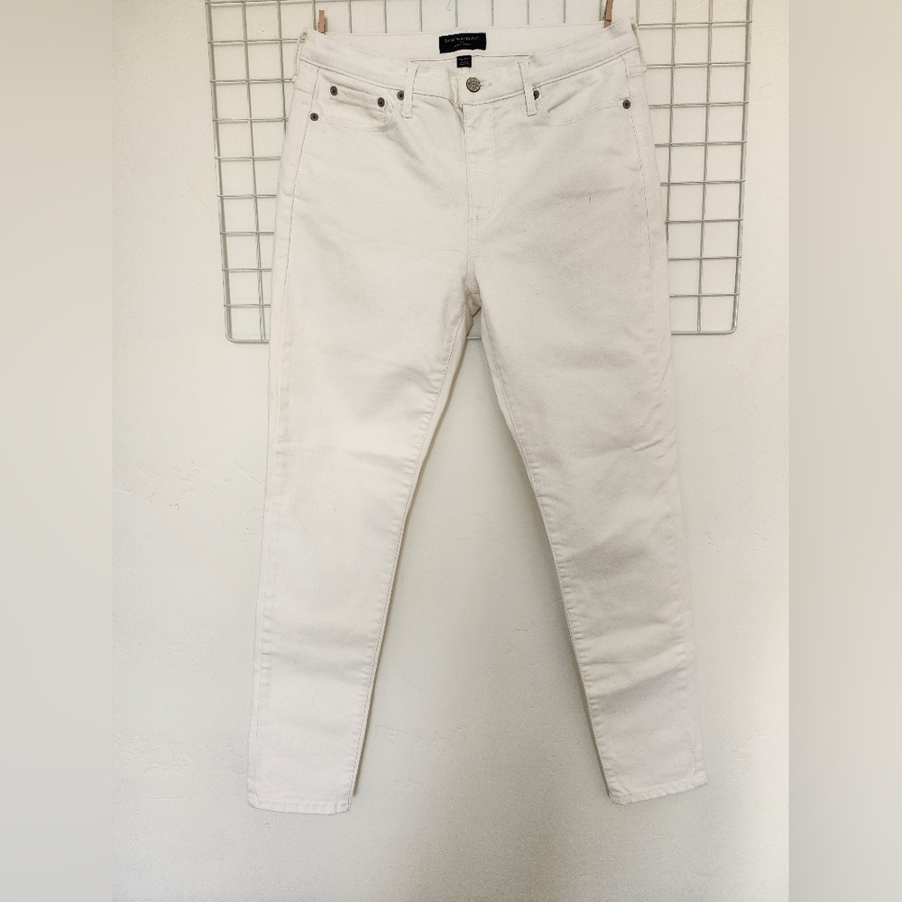 Banana Republic Premium Denim Skinny Jeans Women's 30/10 White Mid Rise 5-Pocket